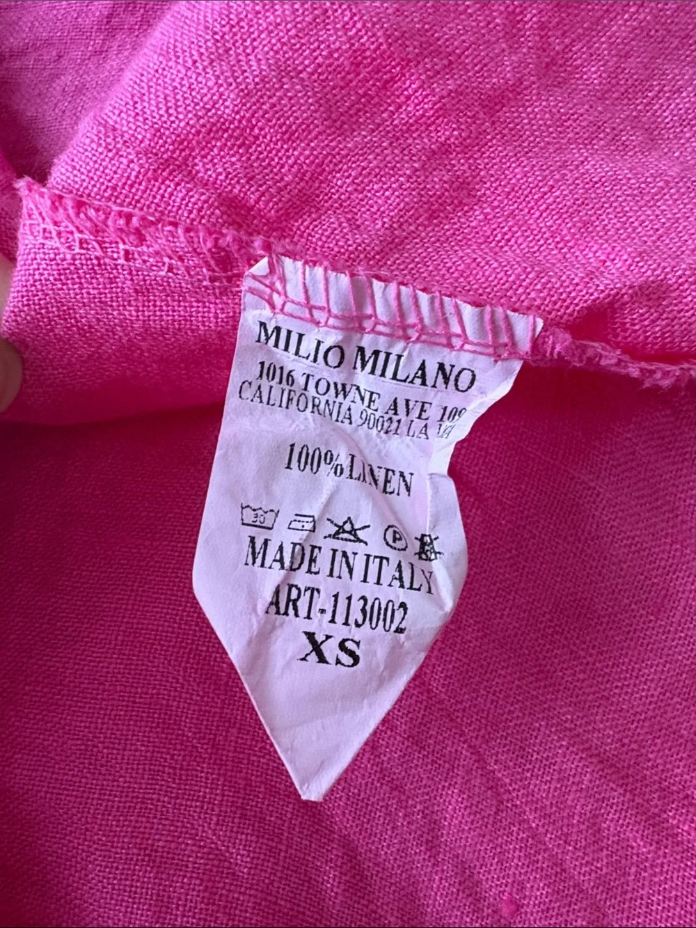 Milio Milano Crinkle 100% Linen A-Line Midi Skirt Fuchsia Pink Made in Italy - Picture 3 of 3
